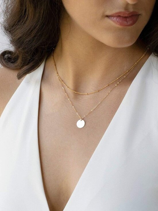 Layered Heart Necklace Pendant Handmade 18k Gold Plated Dainty Gold Choker Arrow - Picture 2 of 7